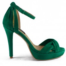 SANDALE PIELE INTOARSA VERDE SMARALD