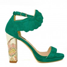 SANDALE SCARLETT PIELE VERDE TOC FLORAL